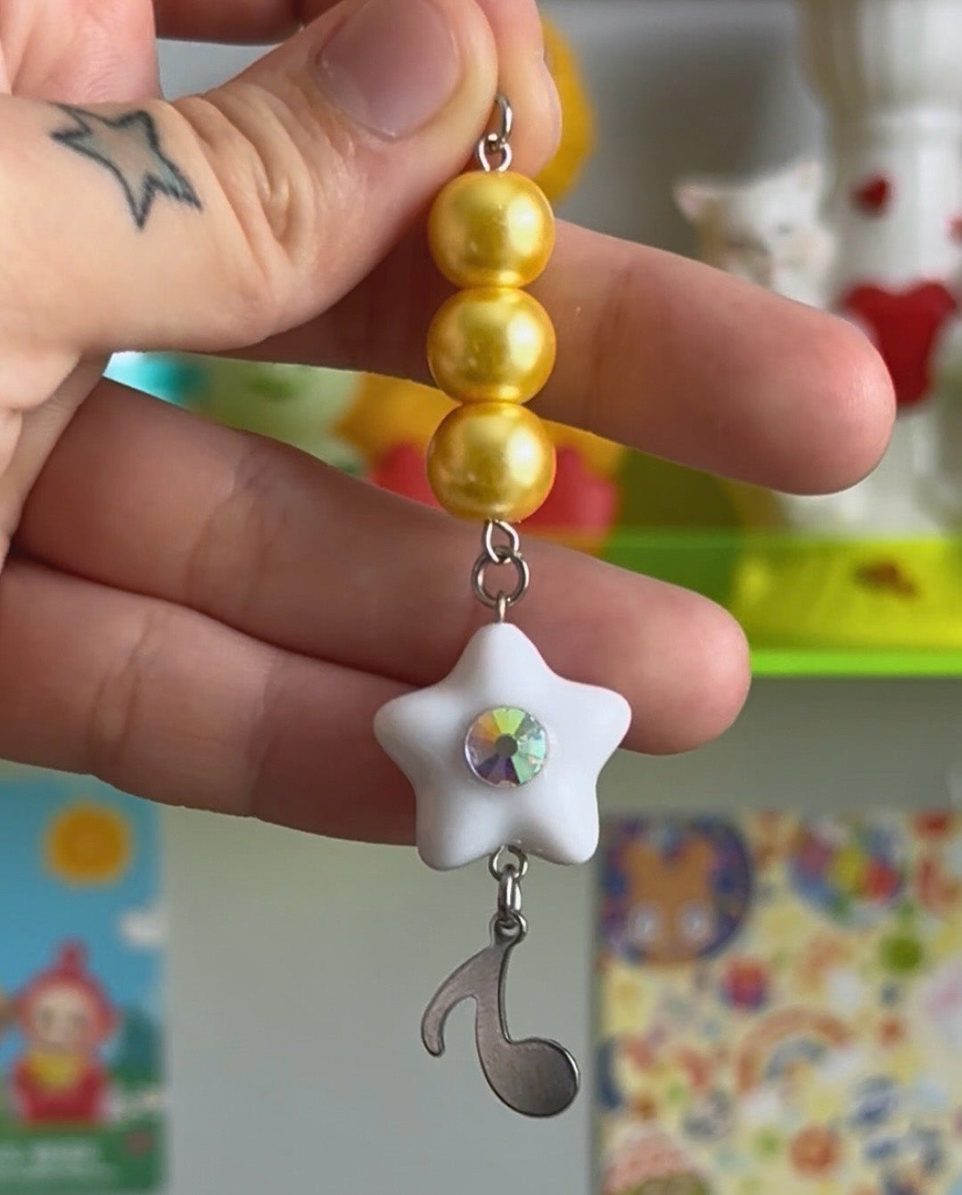 Shooting Star with Music Note Charm by kuebiko! co
