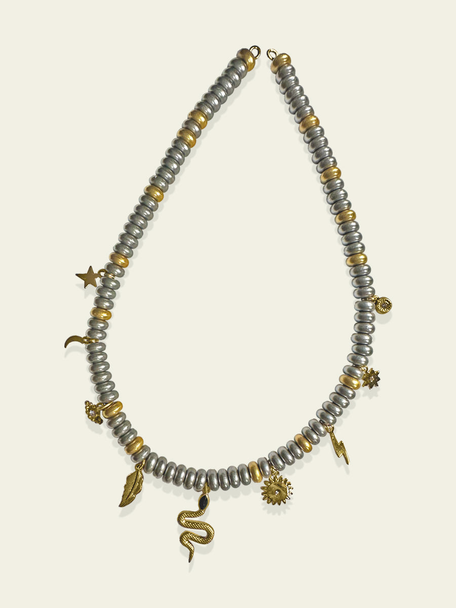 Metallic Bead Swag with Pavé Crystal Charms