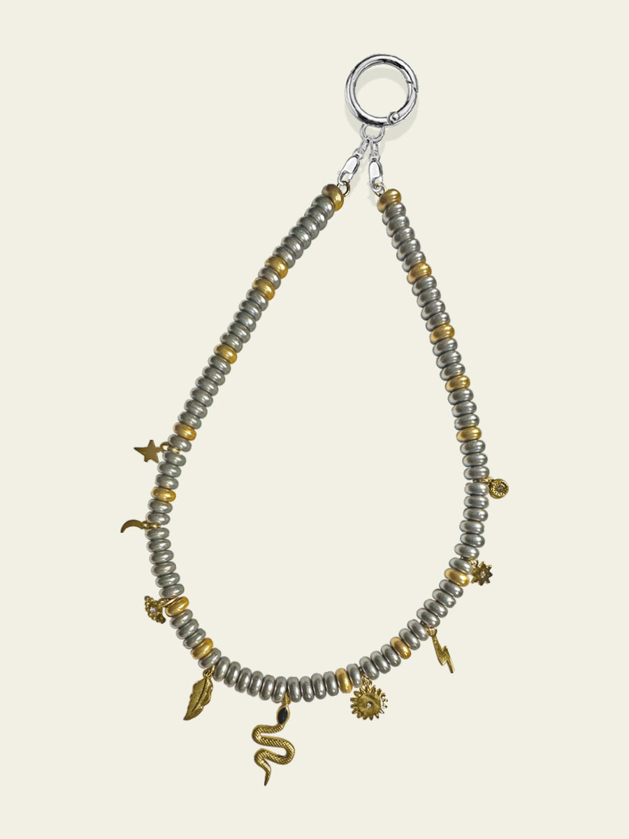 Metallic Bead Swag with Pavé Crystal Charms