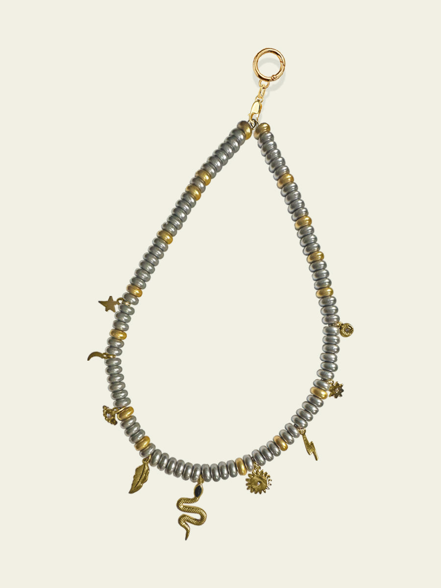 Metallic Bead Swag with Pavé Crystal Charms