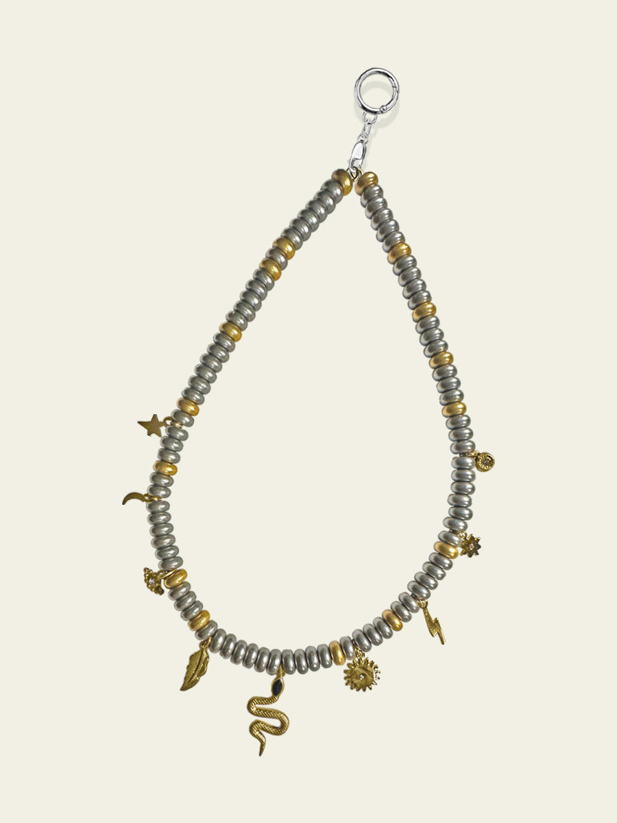 Metallic Bead Swag with Pavé Crystal Charms