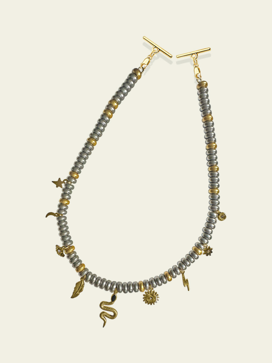 Metallic Bead Swag with Pavé Crystal Charms