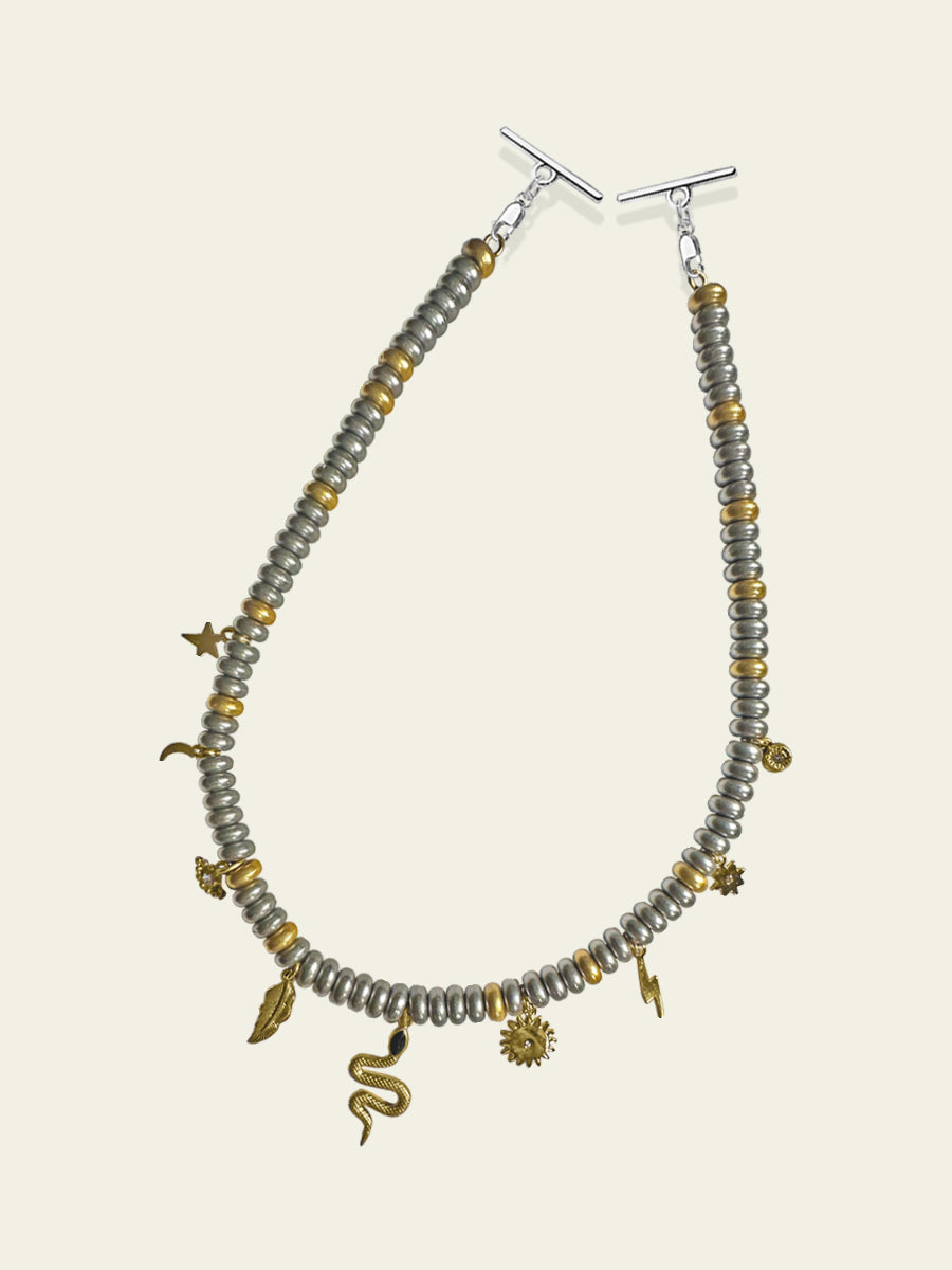 Metallic Bead Swag with Pavé Crystal Charms