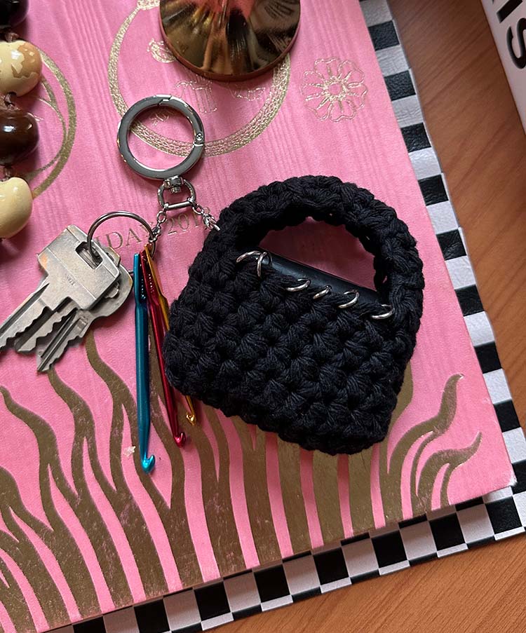 Mini Crochet Bag with Ring Piercings by BYKARYA