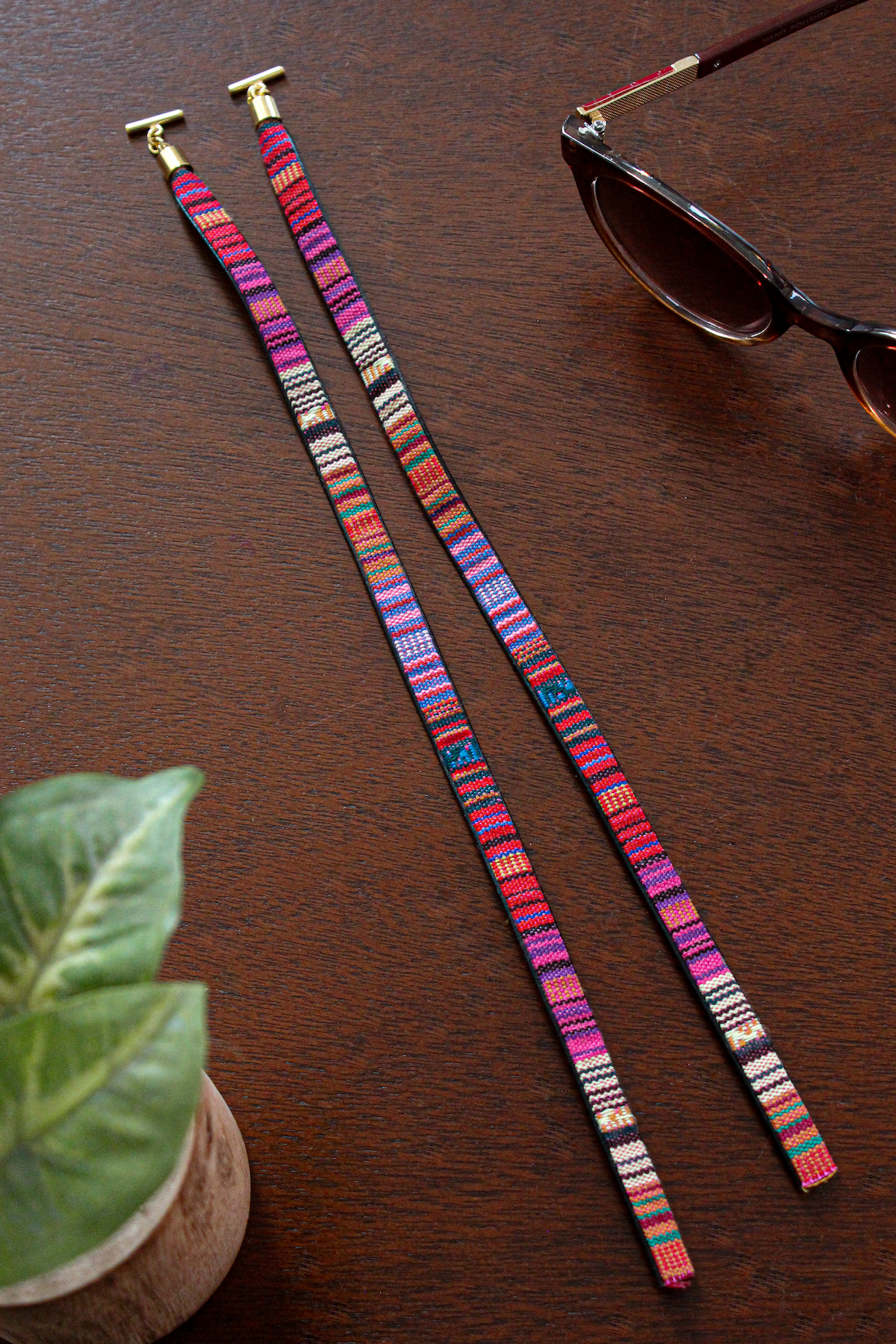 Southwest Fabric and Vegan Leather Lace Stringz