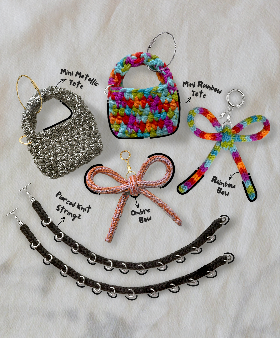 Ombre Knit Bow Charm by BYKARYA