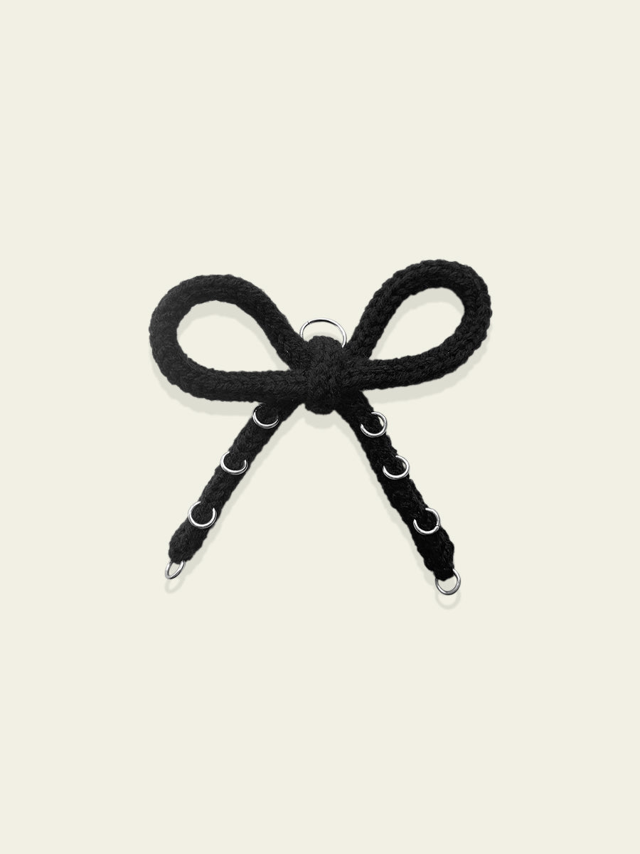 Knit Bow Charm with Ring Piercings by BYKARYA