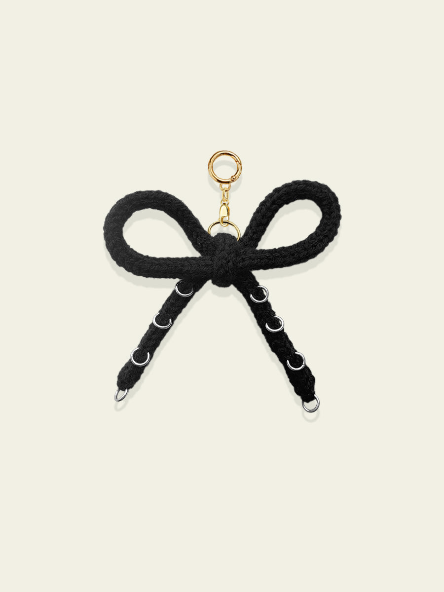 Knit Bow Charm with Ring Piercings by BYKARYA