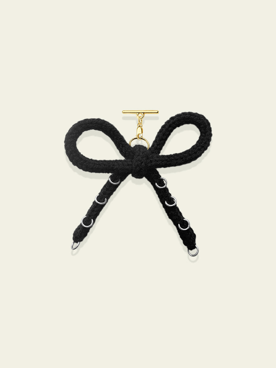 Knit Bow Charm with Ring Piercings by BYKARYA