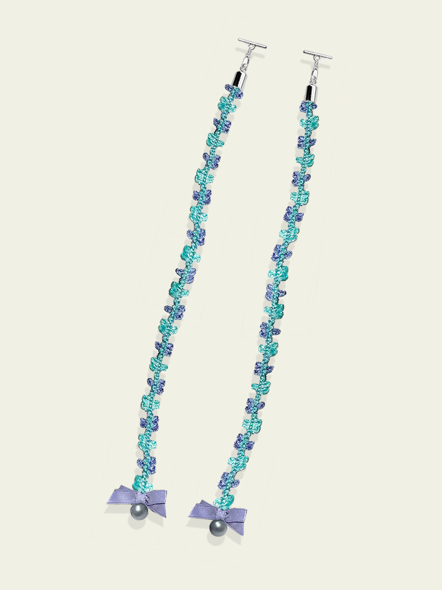 Morning Glories on the Vine Lace with Bow and Pearl by Nabithoughts