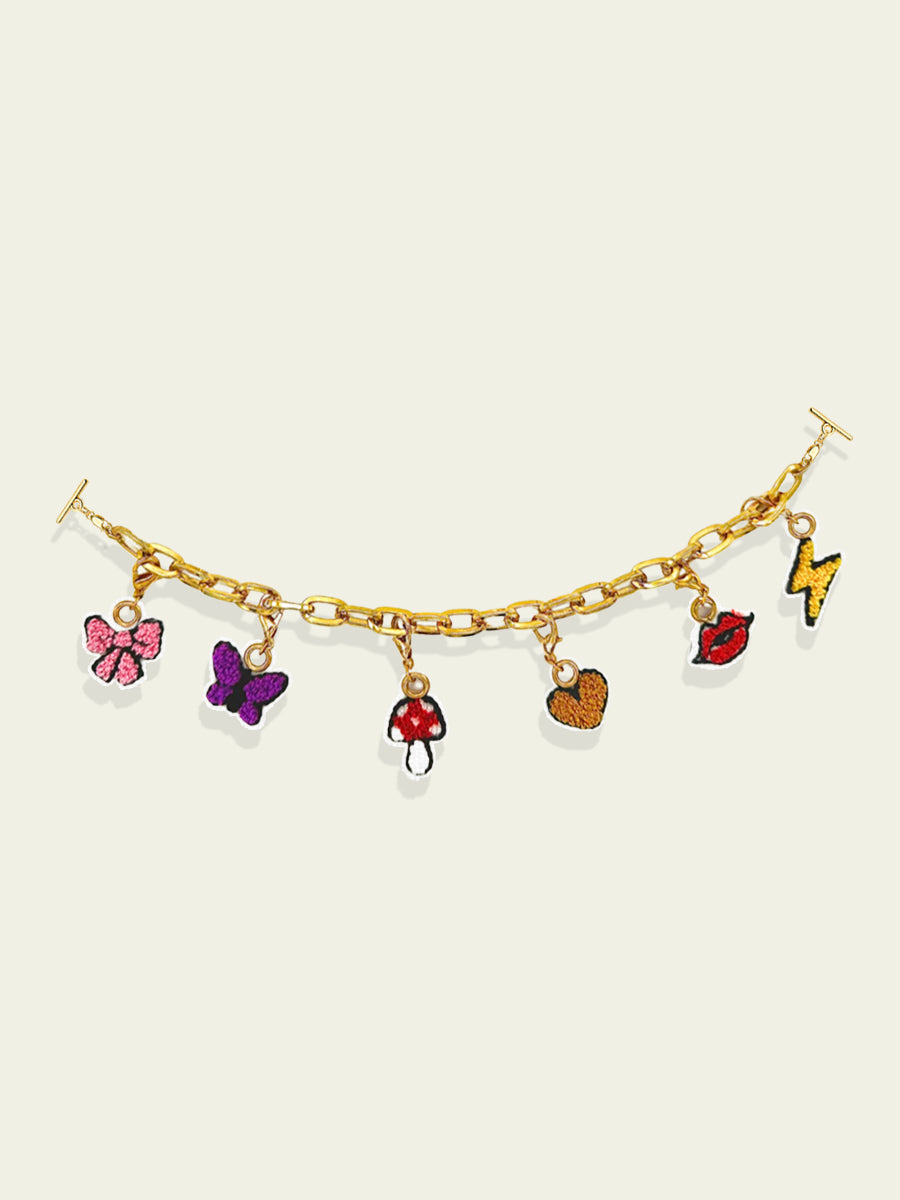 Chain Swag with Embroidered Charms by UNTREND