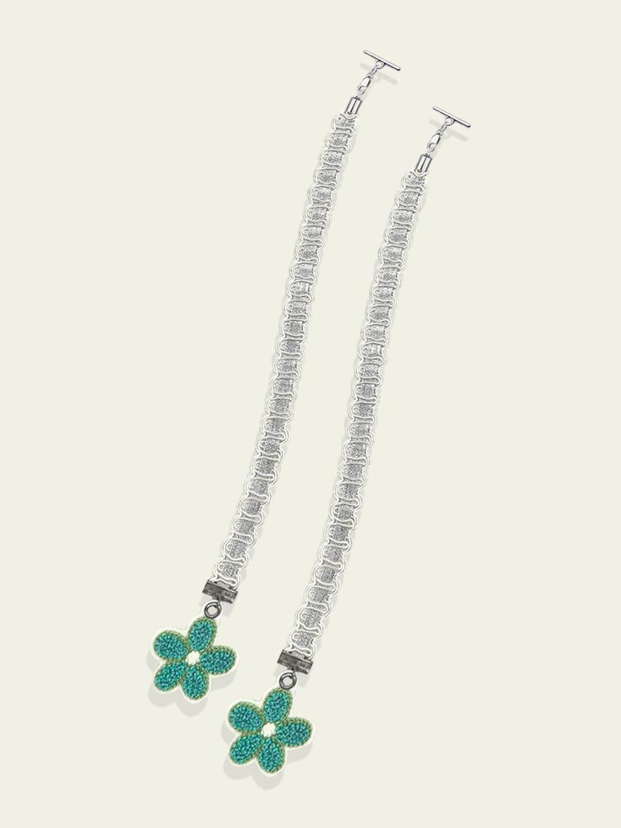 Metallic Ribbon with Embroidered Flowers by UNTREND