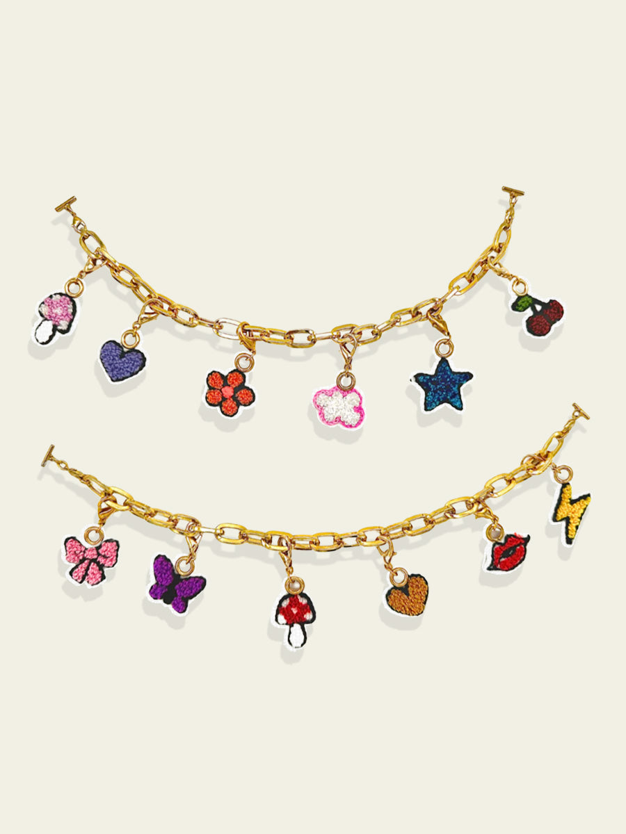 Shoe Chain Swag Set with Embroidered Charms by UNTREND