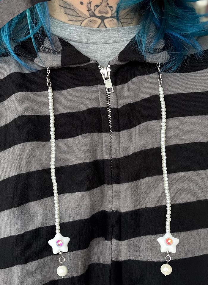 Milky Way with Glass Pearls Hoodie Stringz by kuebiko! co